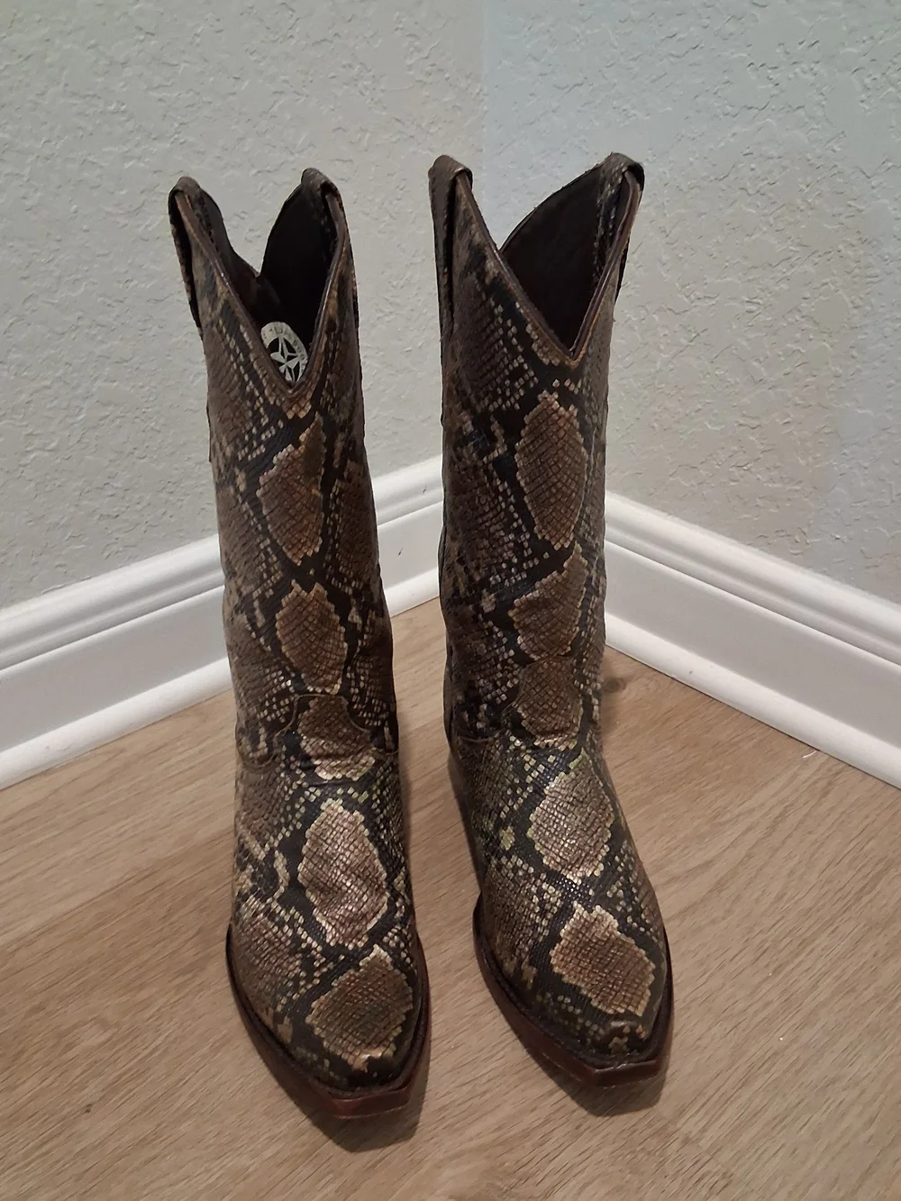 Women’s Brown Snake-Print Western Ankle Boots, Republic of Texas.